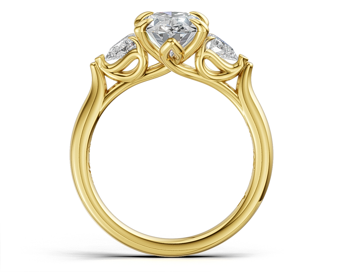 Oval Brilliant and Pear-Cut Diamond Trilogy Engagement Ring
