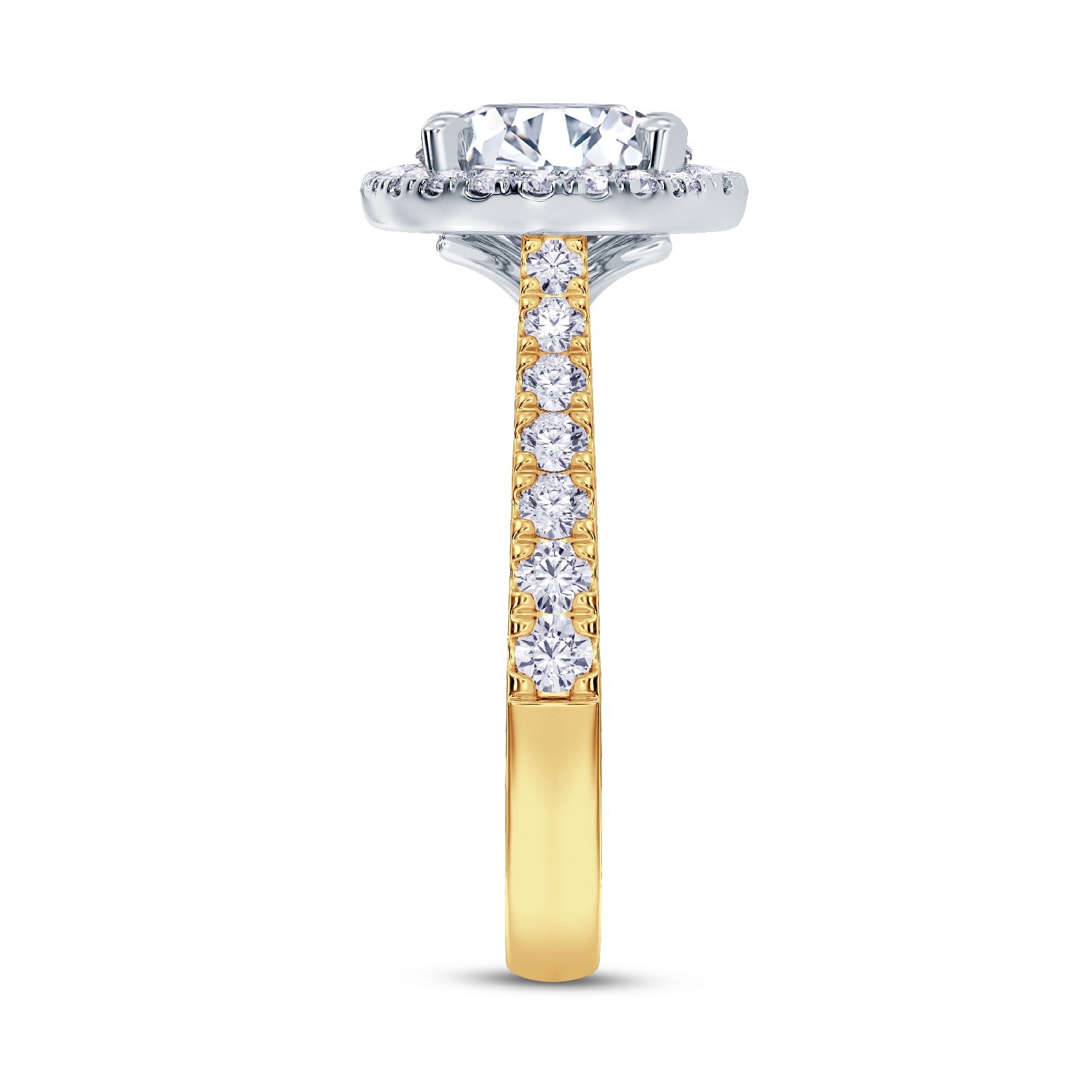 The Grandé Collection - Round Brilliant Diamond Engagement Ring with Diamond Halo and Shoulders