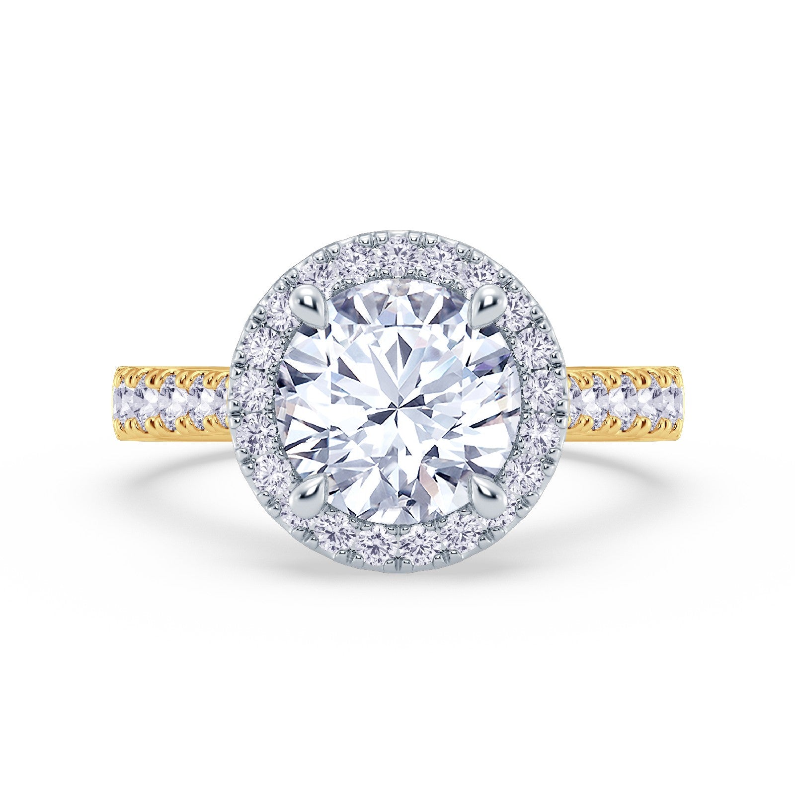 The Grandé Collection - Round Brilliant Diamond Engagement Ring with Diamond Halo and Shoulders