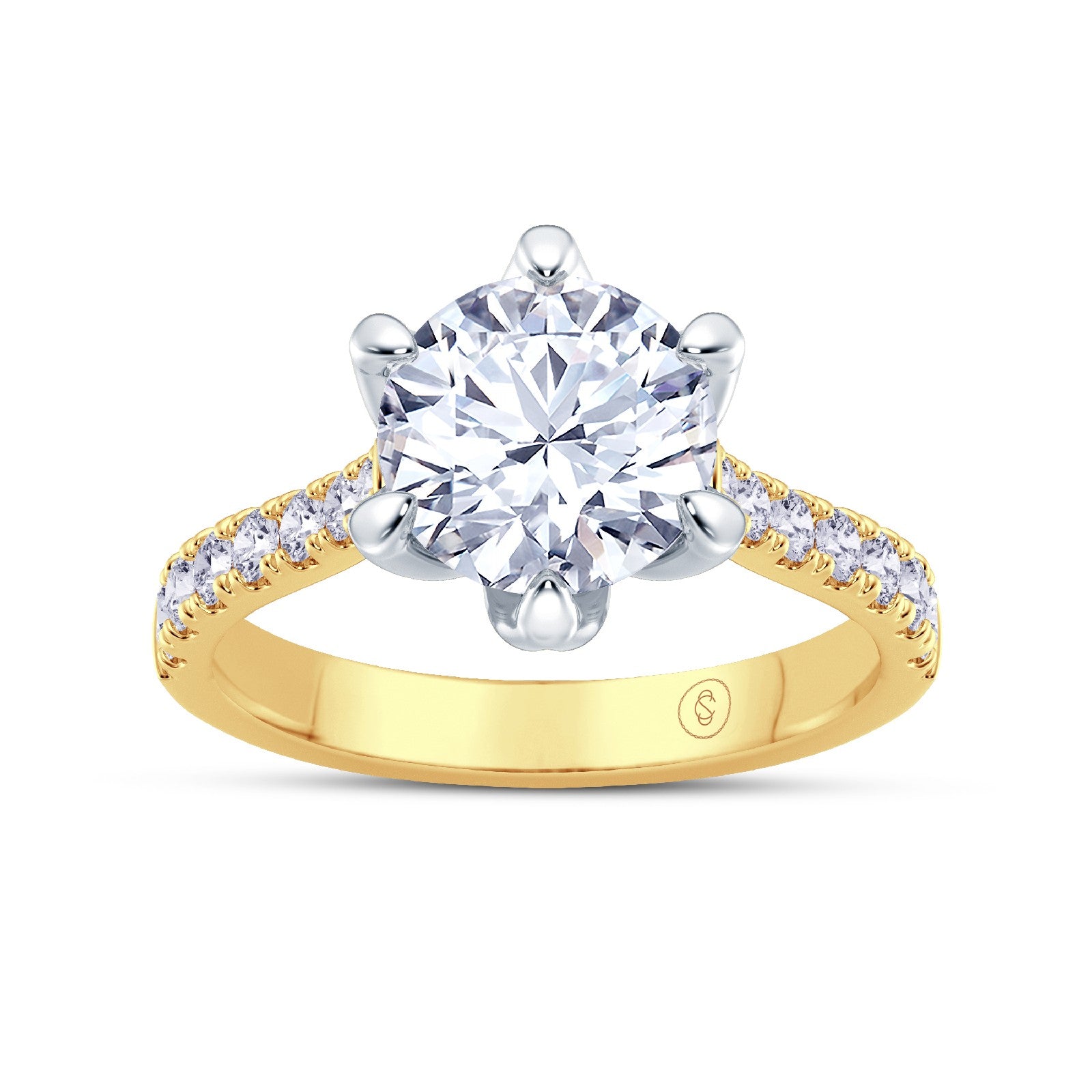 The Illuminate Collection - Round Brilliant Diamond Engagement Ring with Diamond Shoulders