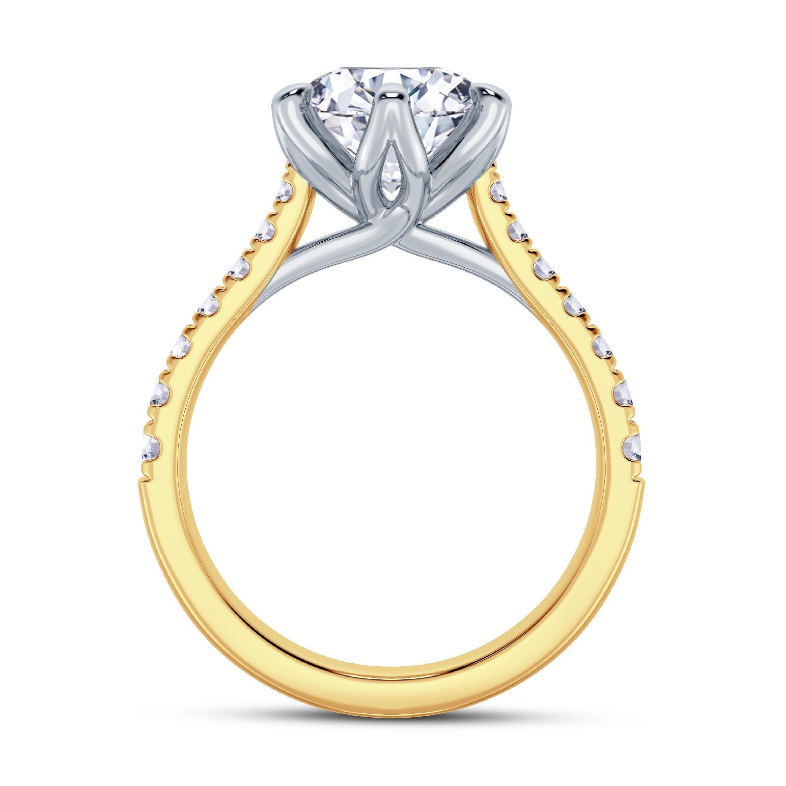 The Illuminate Collection - Round Brilliant Diamond Engagement Ring with Diamond Shoulders