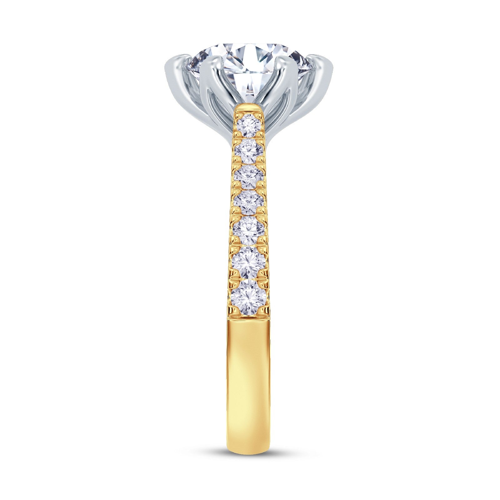 The Illuminate Collection - Round Brilliant Diamond Engagement Ring with Diamond Shoulders