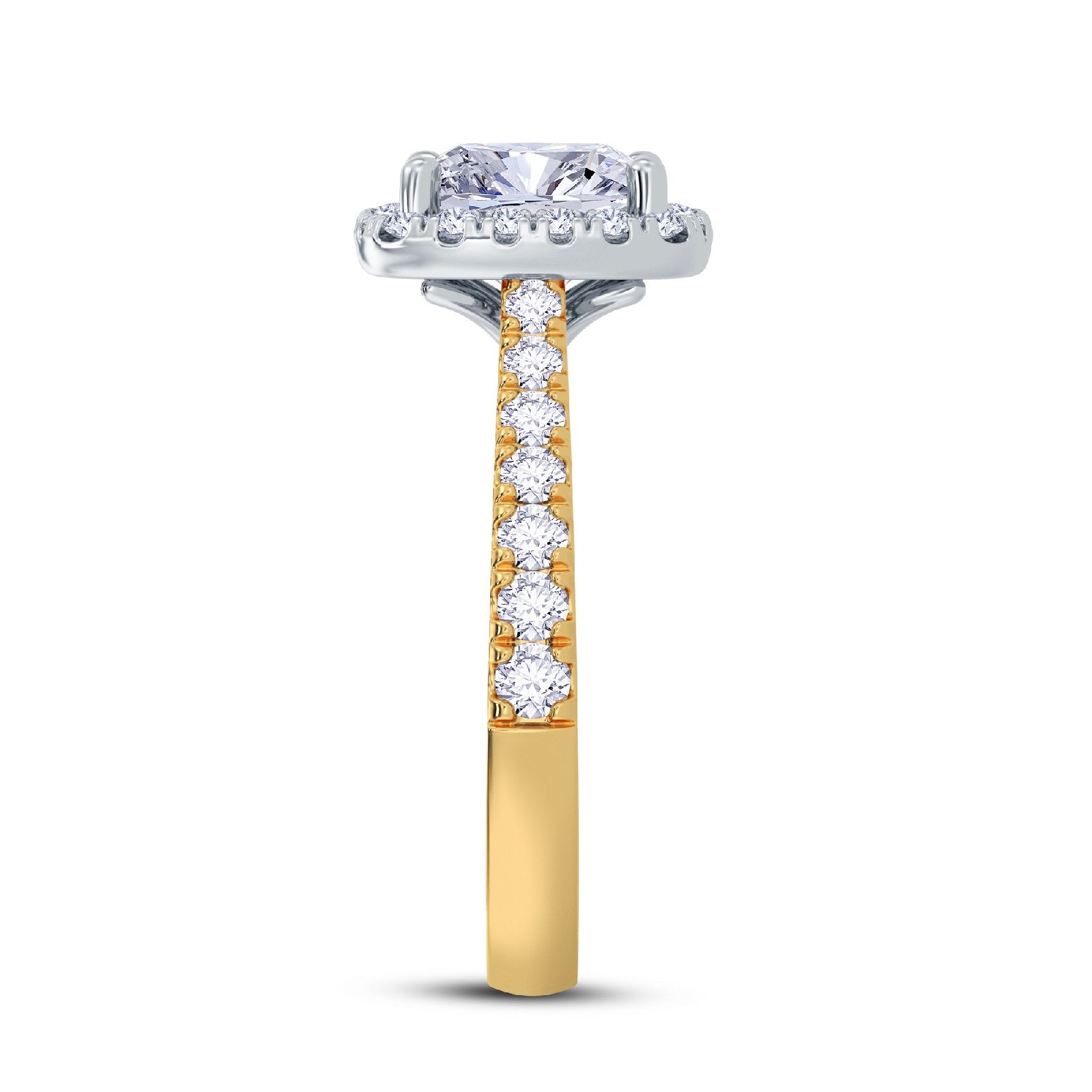 The Grandé Collection - Cushion Cut Diamond Engagement Ring with Diamond Halo and Shoulders