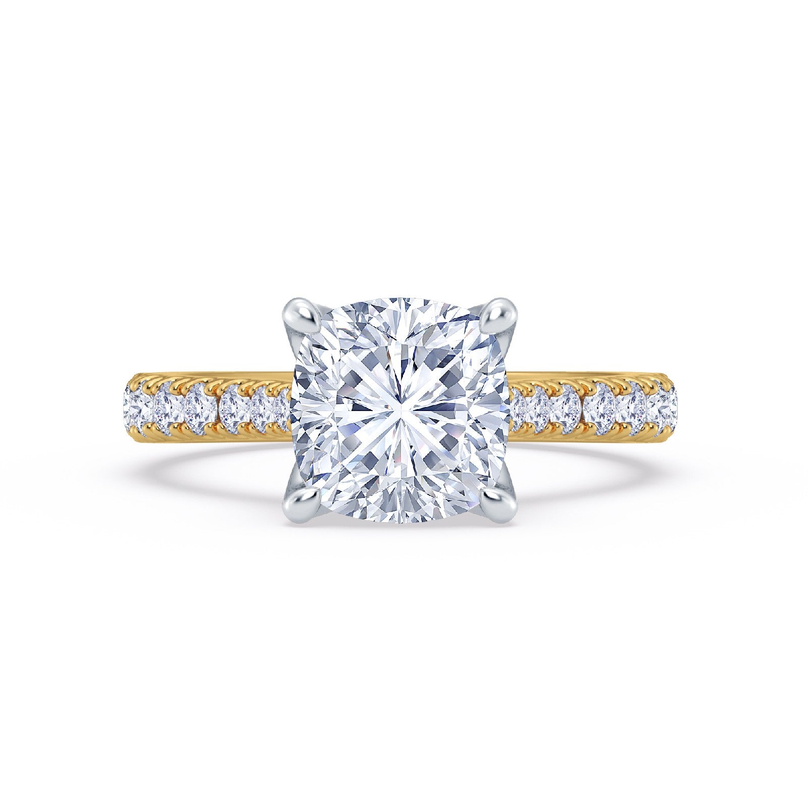 The Illuminate Collection - Cushion Cut Diamond Engagement Ring with Diamond Shoulders
