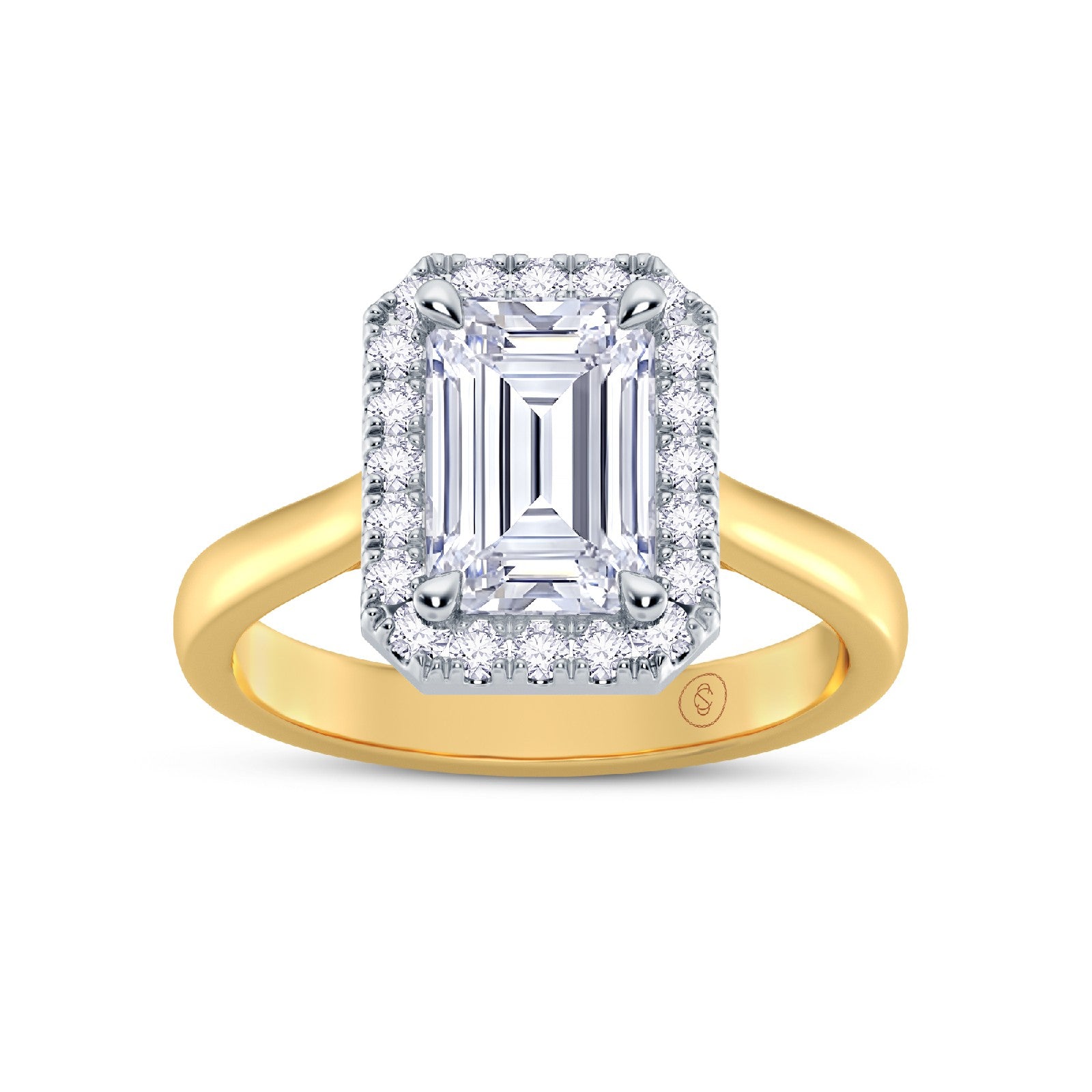 The Embrace - Emerald Halo Diamond Engagement Ring