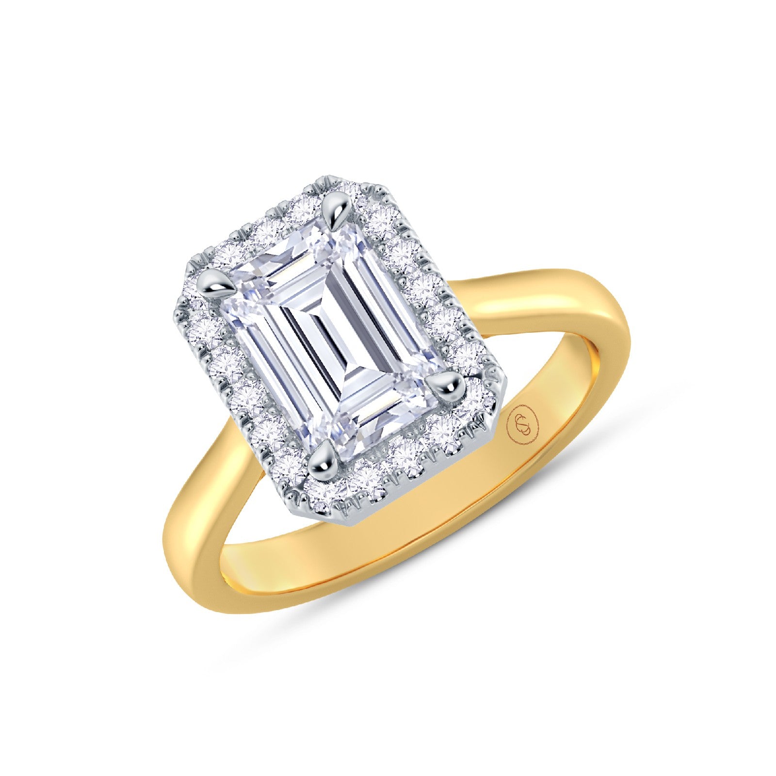 The Embrace - Emerald Halo Diamond Engagement Ring