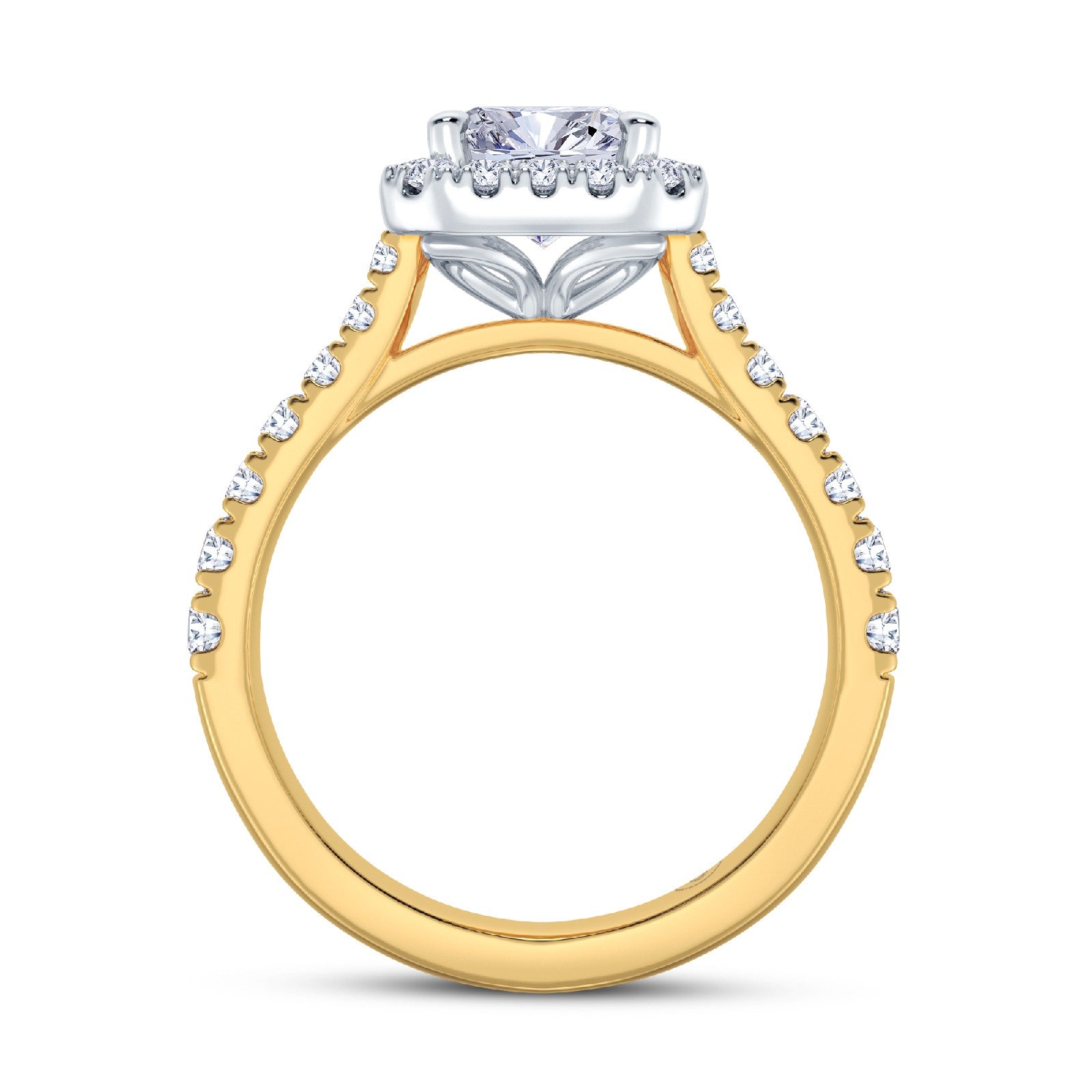 The Grandé Collection - Emerald Cut Diamond Engagement Ring with Diamond Halo and Shoulders