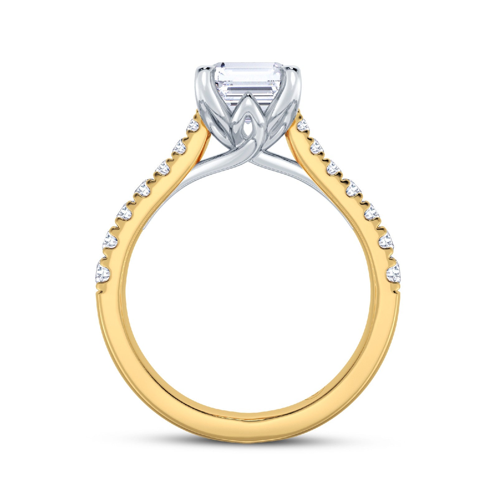 The Illuminate Collection - Emerald Diamond Engagement Ring with Diamond Shoulders