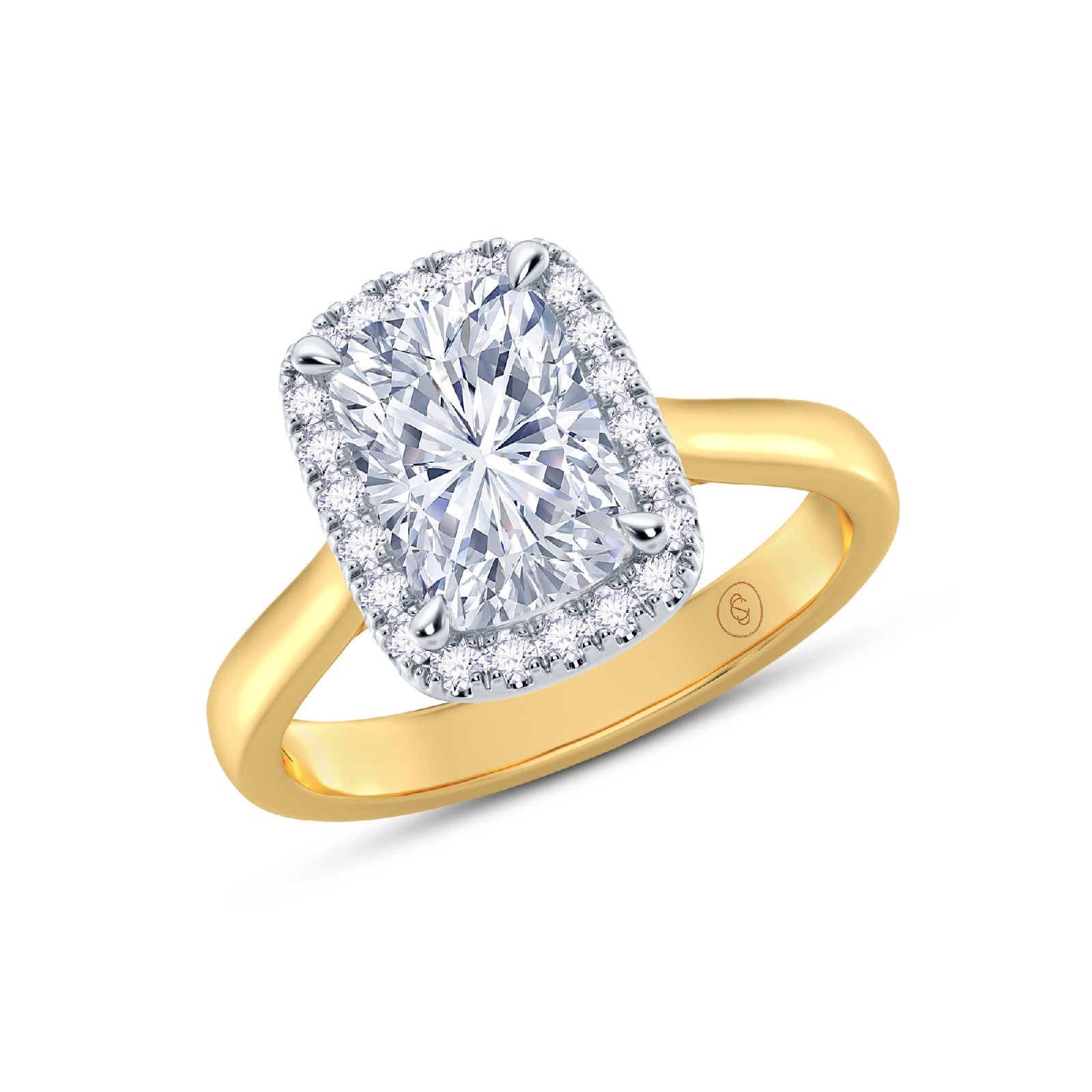 The Embrace - Elongated Cushion Cut Halo Diamond Engagement Ring