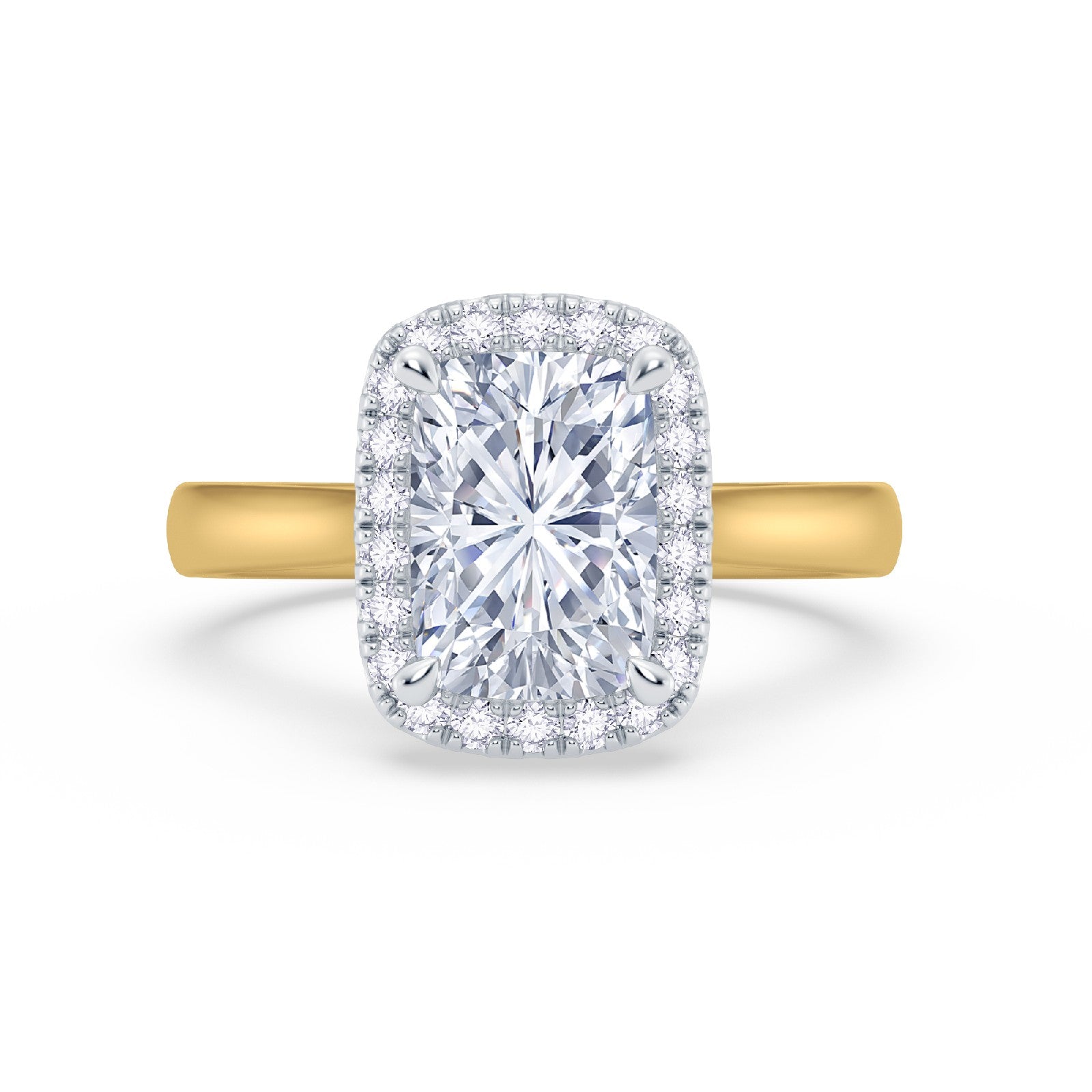 The Embrace - Elongated Cushion Cut Halo Diamond Engagement Ring