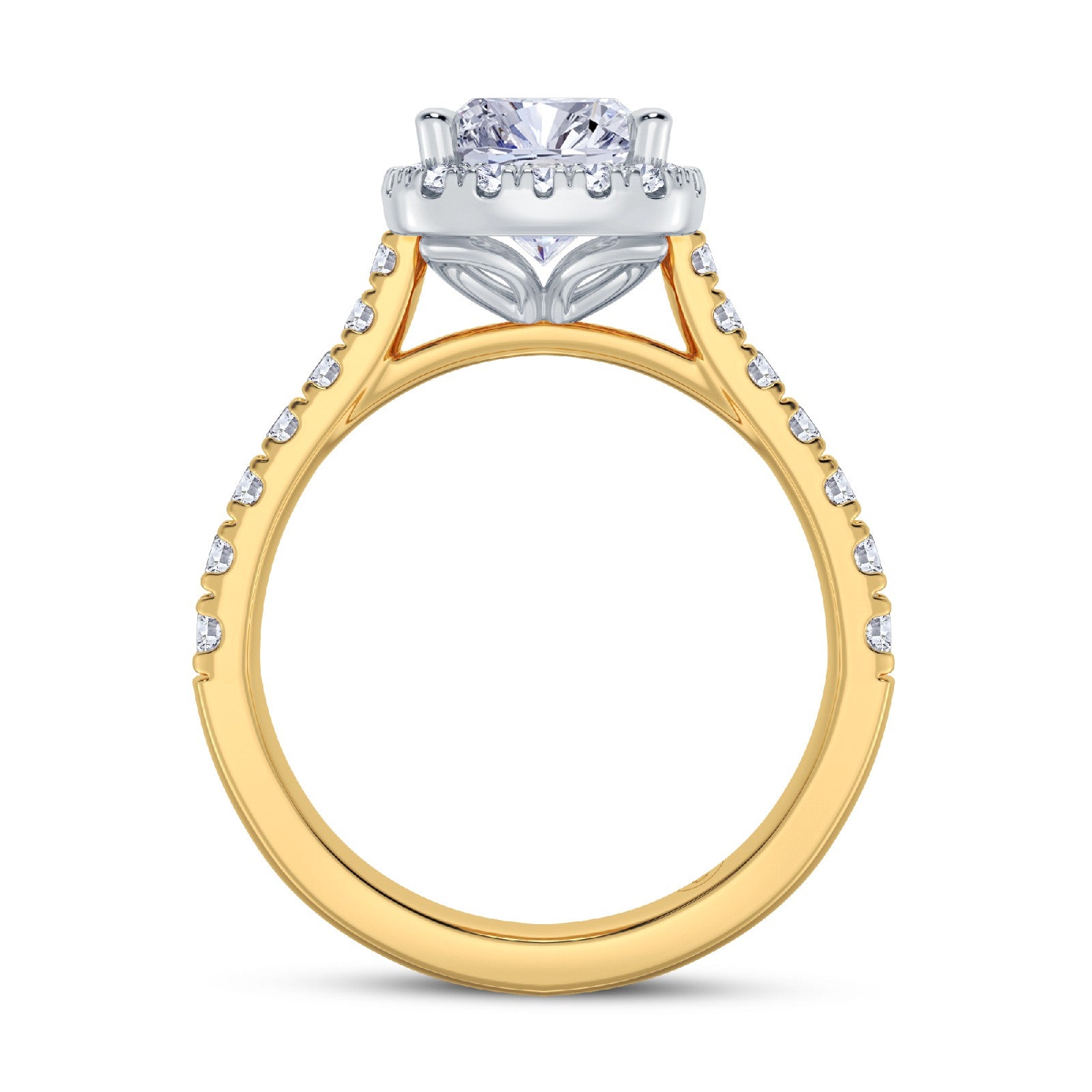 The Grandé Collection - Elongated Cushion Cut Diamond Engagement Ring with Diamond Halo and Shoulders