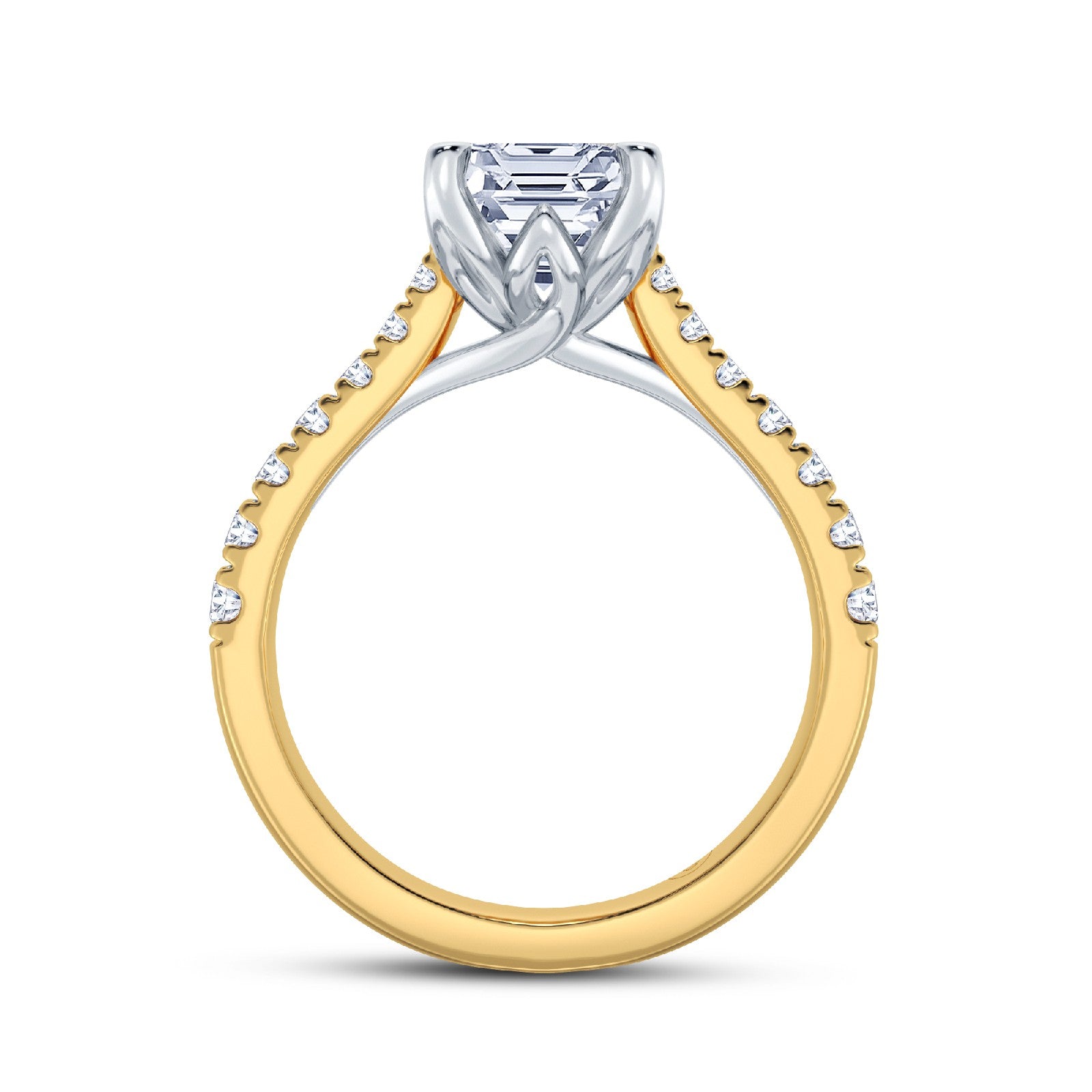 The Illuminate Collection - Elongated Cushion Diamond Engagement Ring with Diamond Shoulders