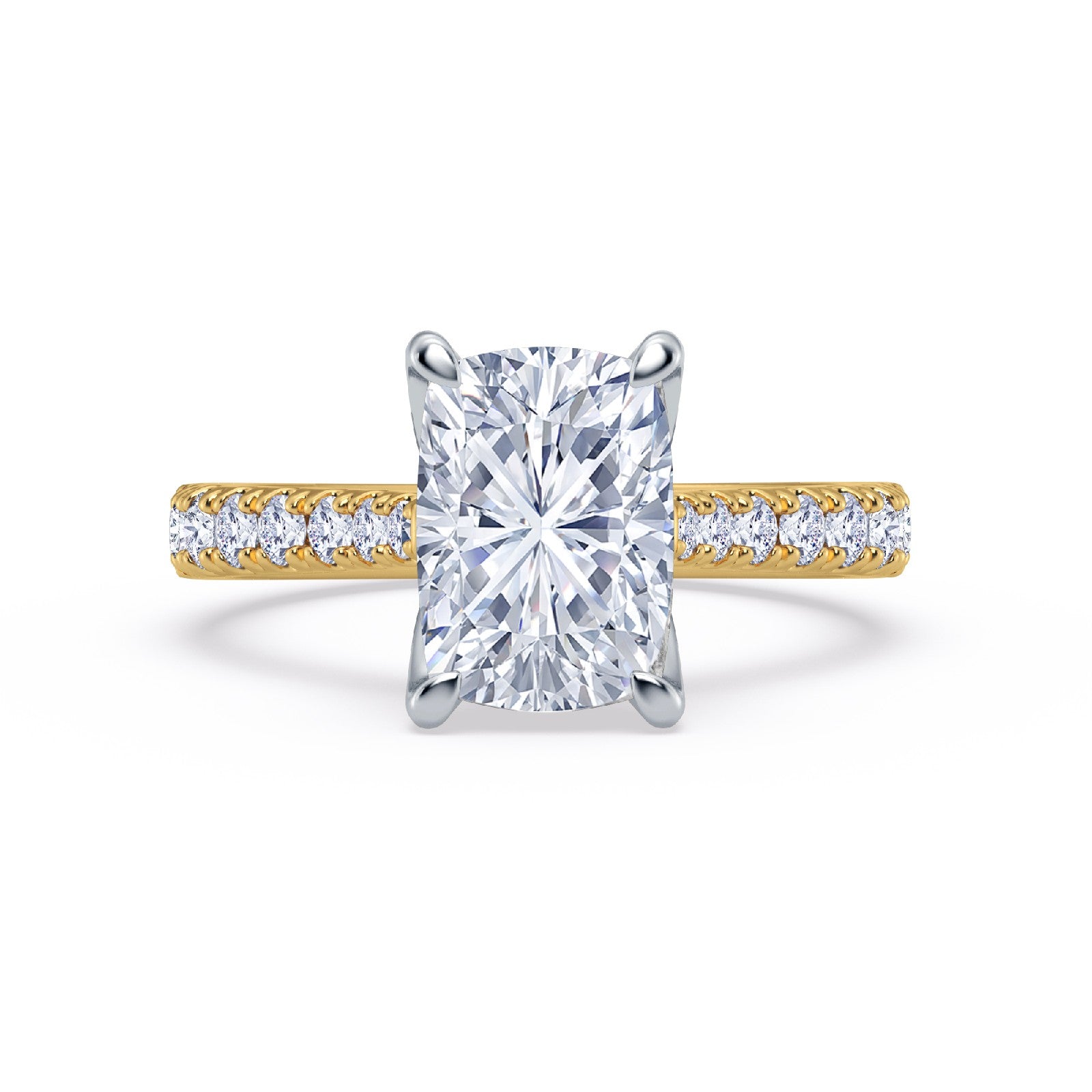 The Illuminate Collection - Elongated Cushion Diamond Engagement Ring with Diamond Shoulders