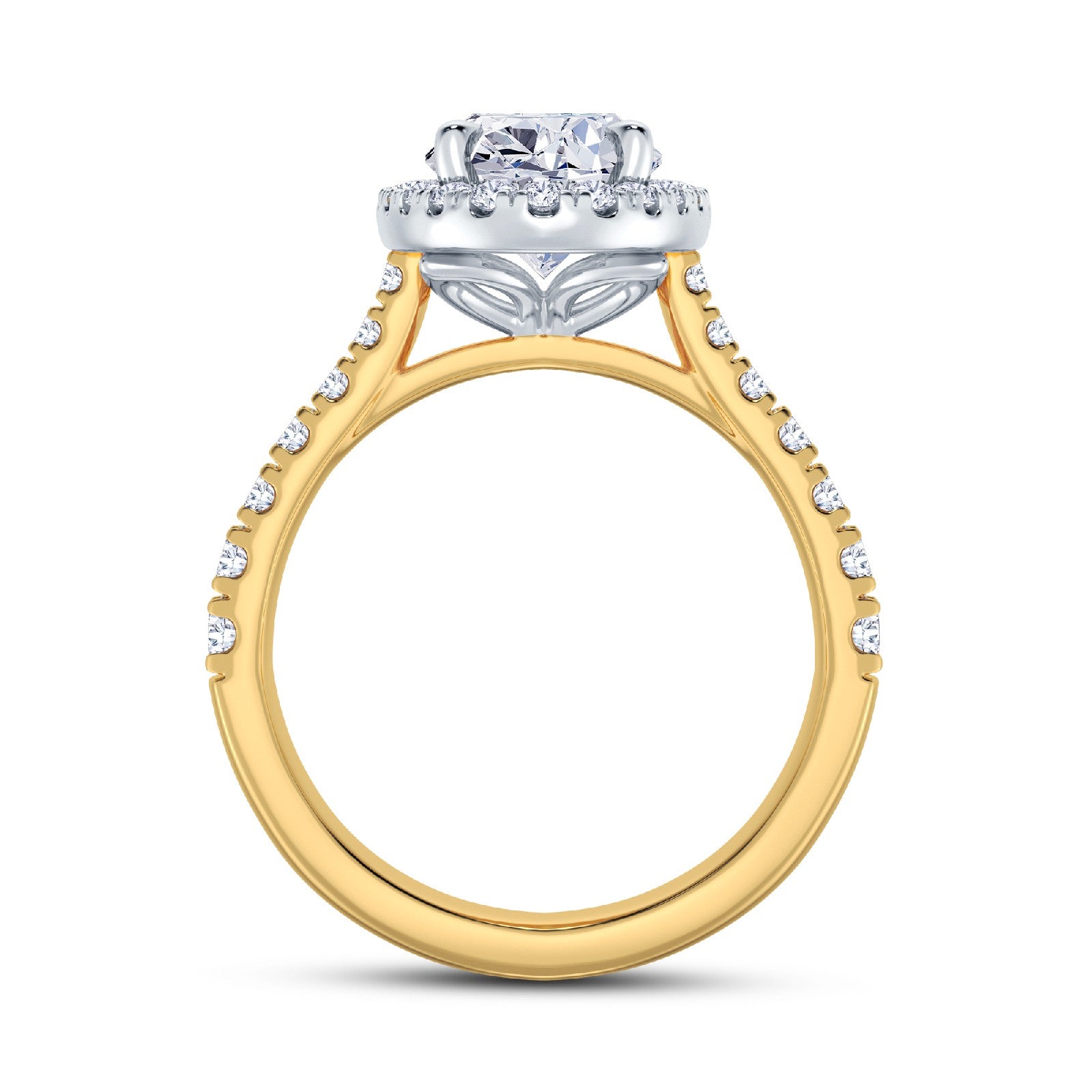 The Grandé Collection - Oval Cut Diamond Engagement Ring with Diamond Halo and Shoulders