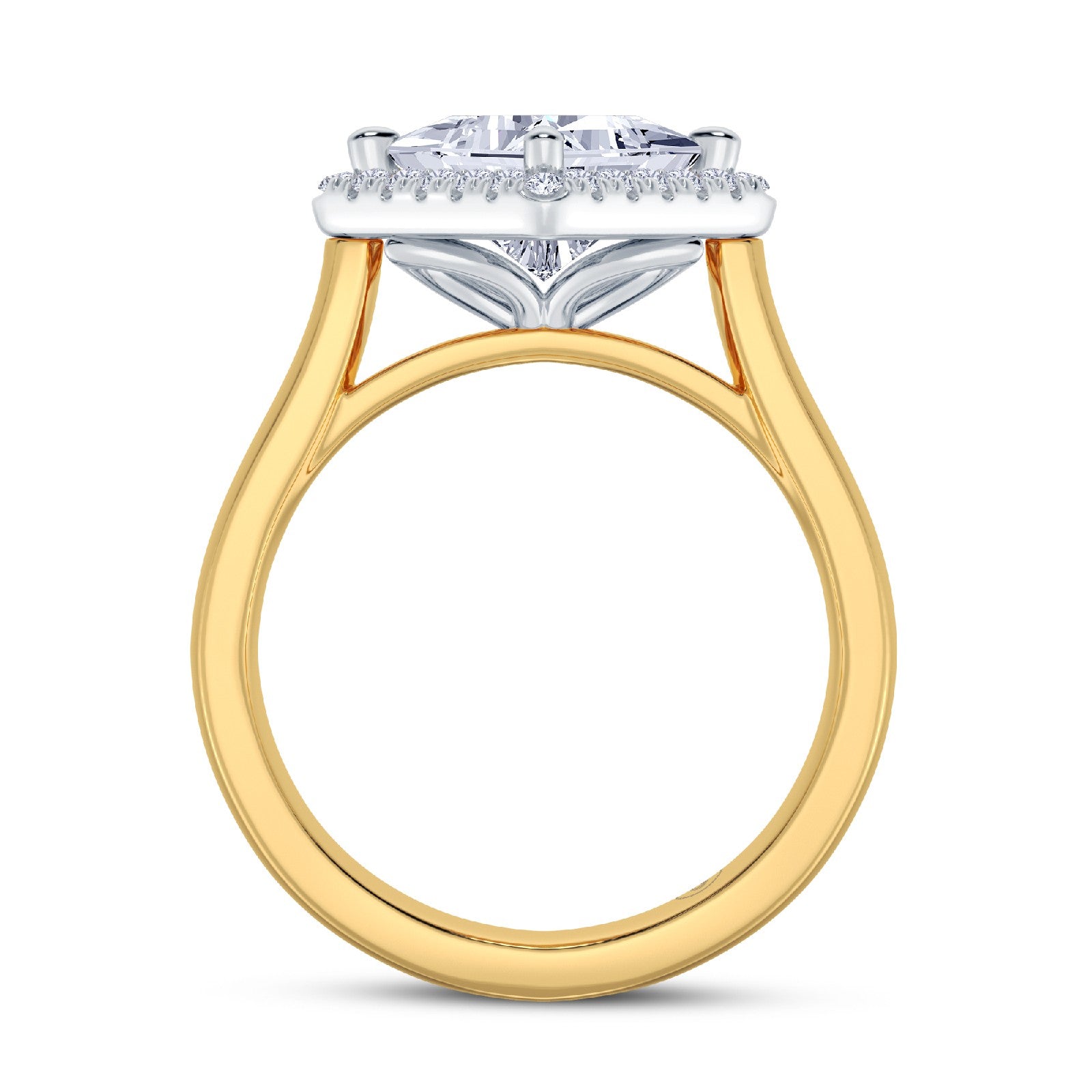 The Embrace - Princess Halo Diamond Engagement Ring (East-West)