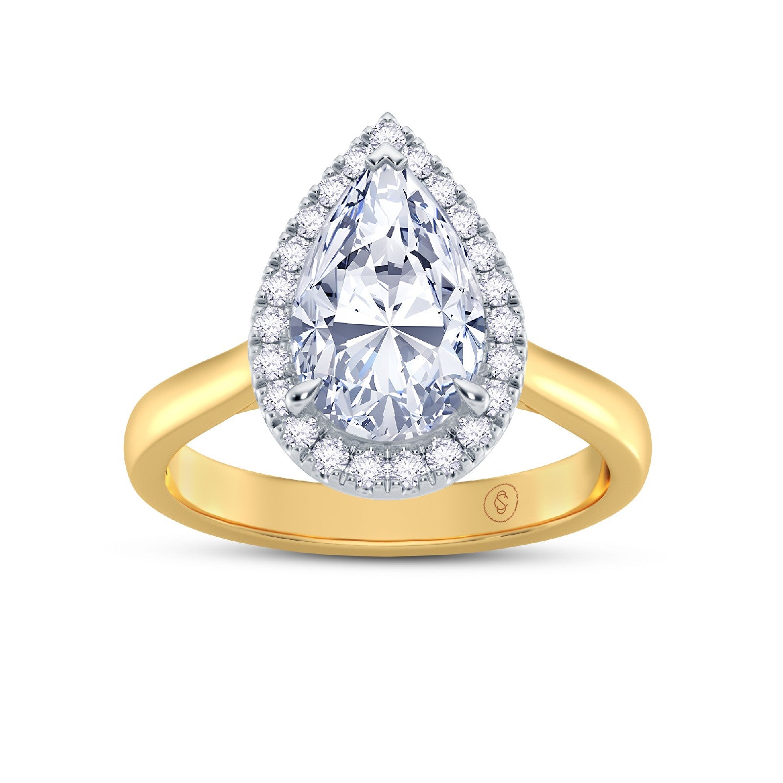 The Embrace - Pear Cut Halo Diamond Engagement Ring