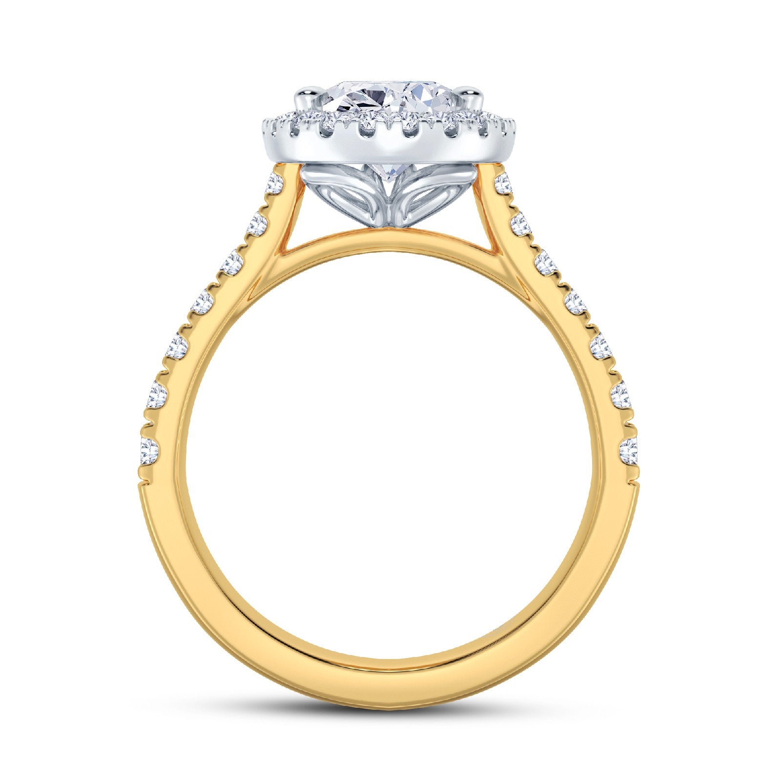The Grandé Collection - Pear Cut Diamond Engagement Ring with Diamond Halo and Shoulders