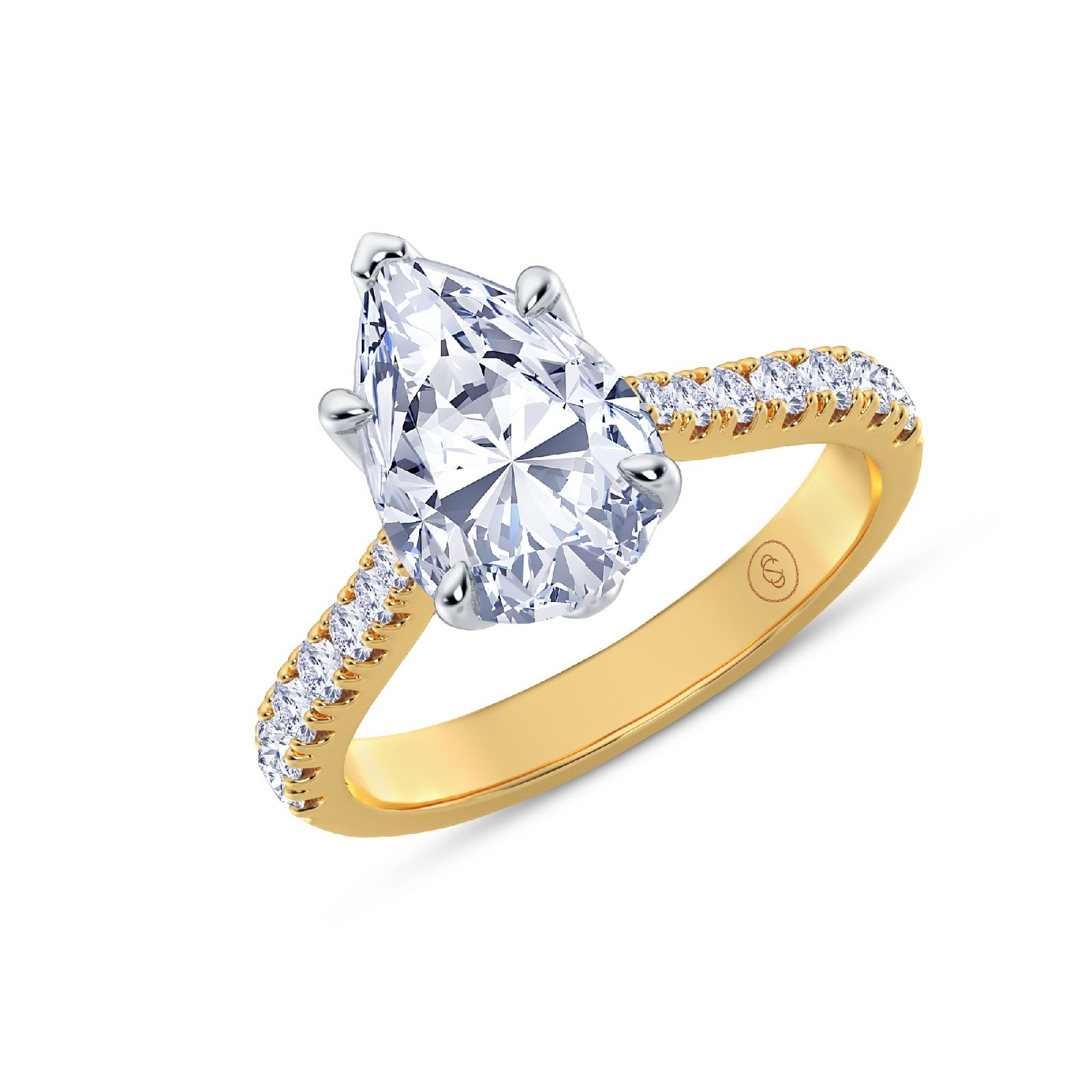 The Illuminate Collection - Pear Diamond Engagement Ring with Diamond Shoulders