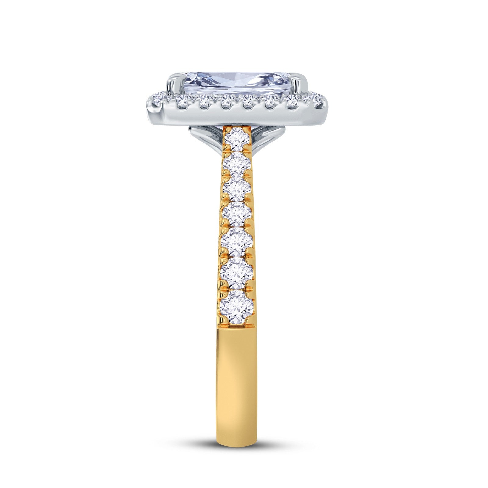 The Grandé Collection - Radiant Cut Diamond Engagement Ring with Diamond Halo and Shoulders