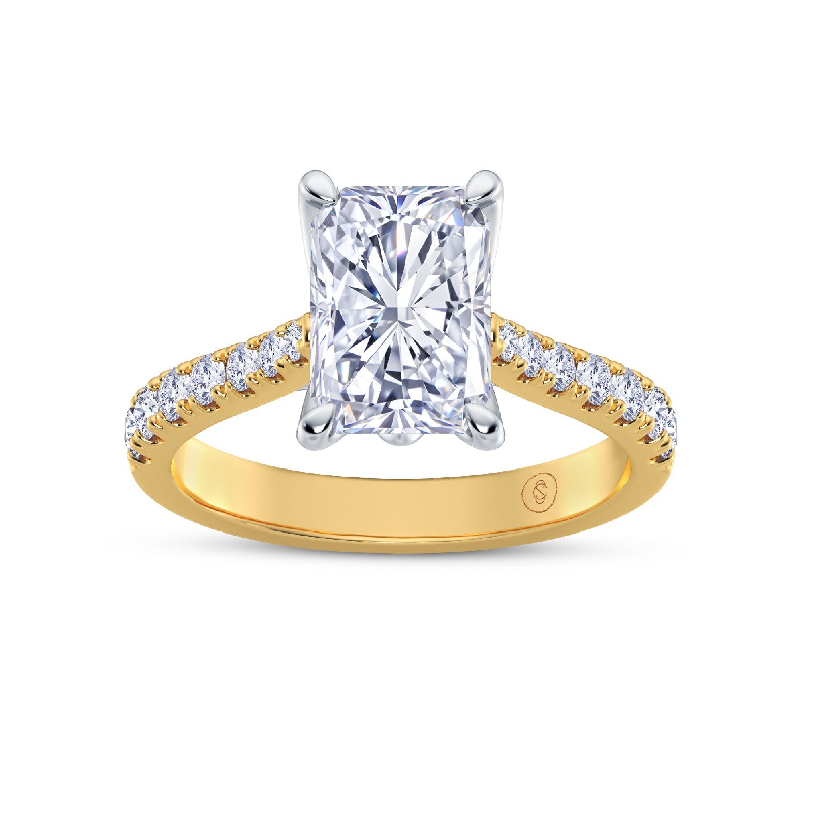 The Illuminate Collection - Radiant Diamond Engagement Ring with Diamond Shoulders