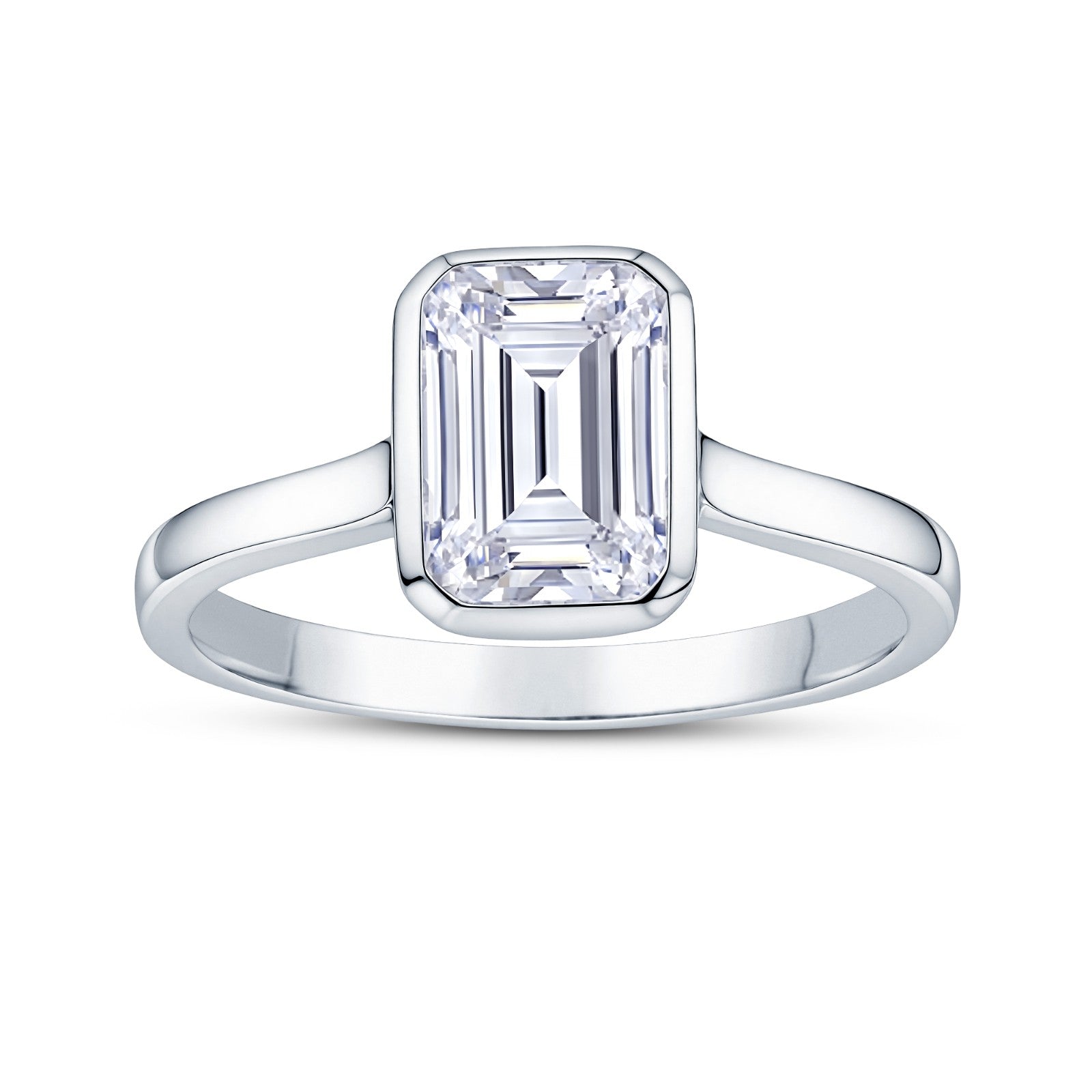 Radiant Orbit Crossover Solitaire Engagement Ring