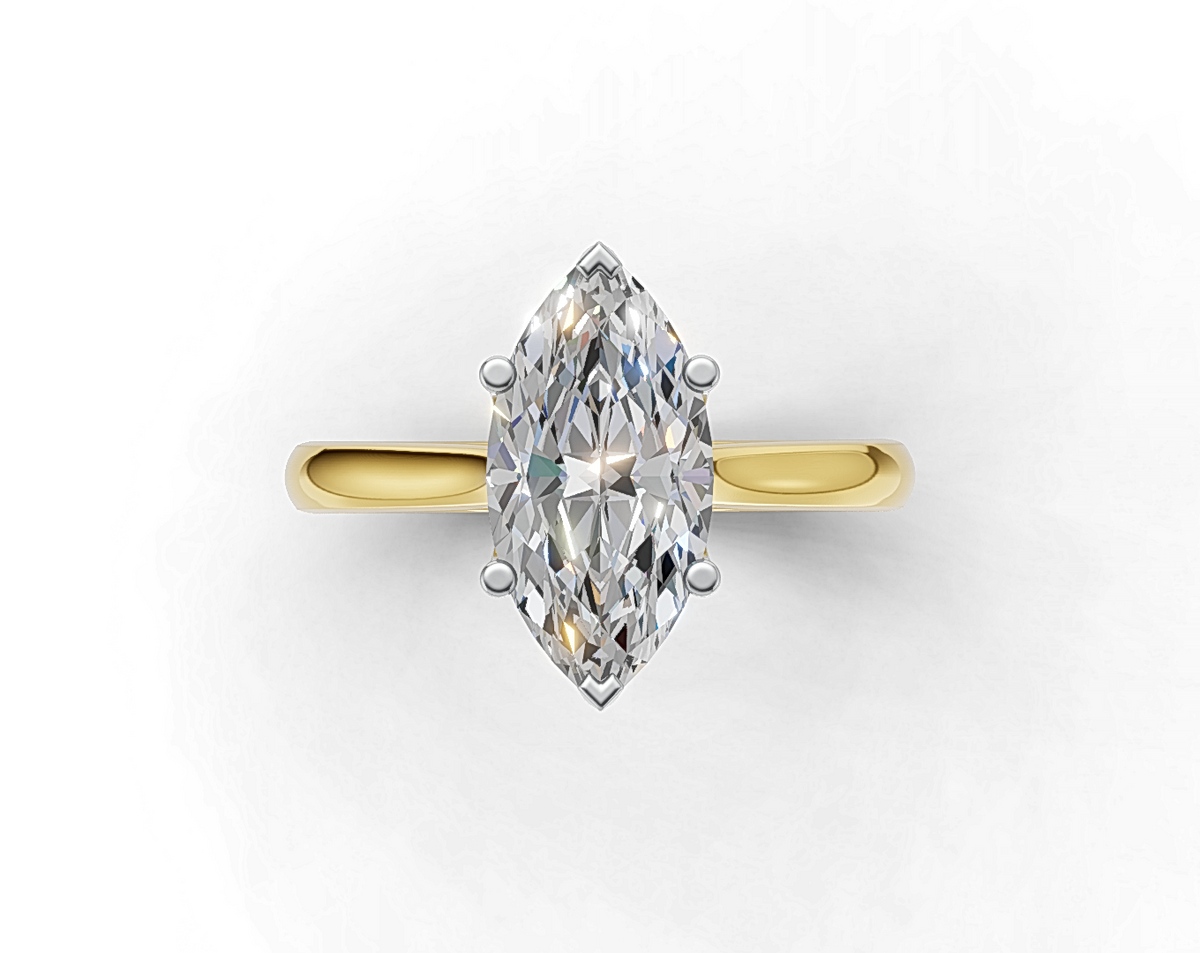 Marquise Solitaire Diamond Engagement Ring with Diamond-Accented Bridge