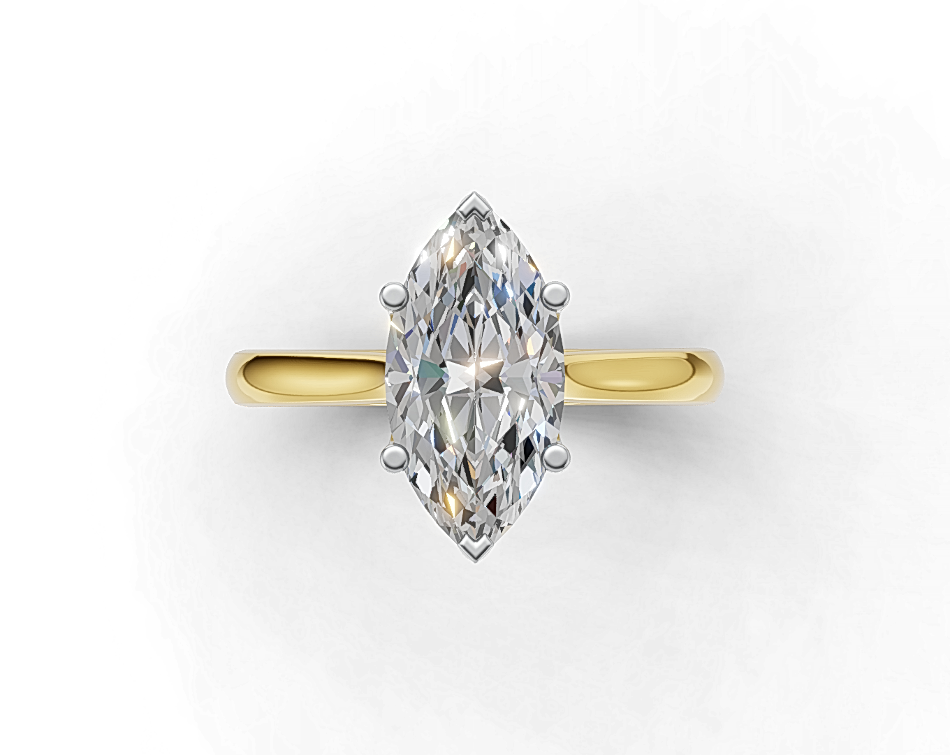 Marquise Solitaire Diamond Engagement Ring with Diamond-Accented Bridge