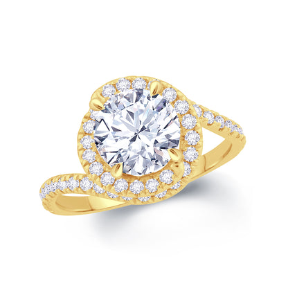 Round Encompass Swirl Halo Engagement Ring