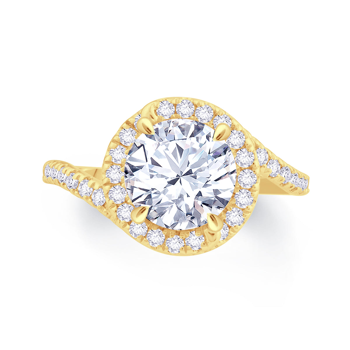 Round Encompass Swirl Halo Engagement Ring