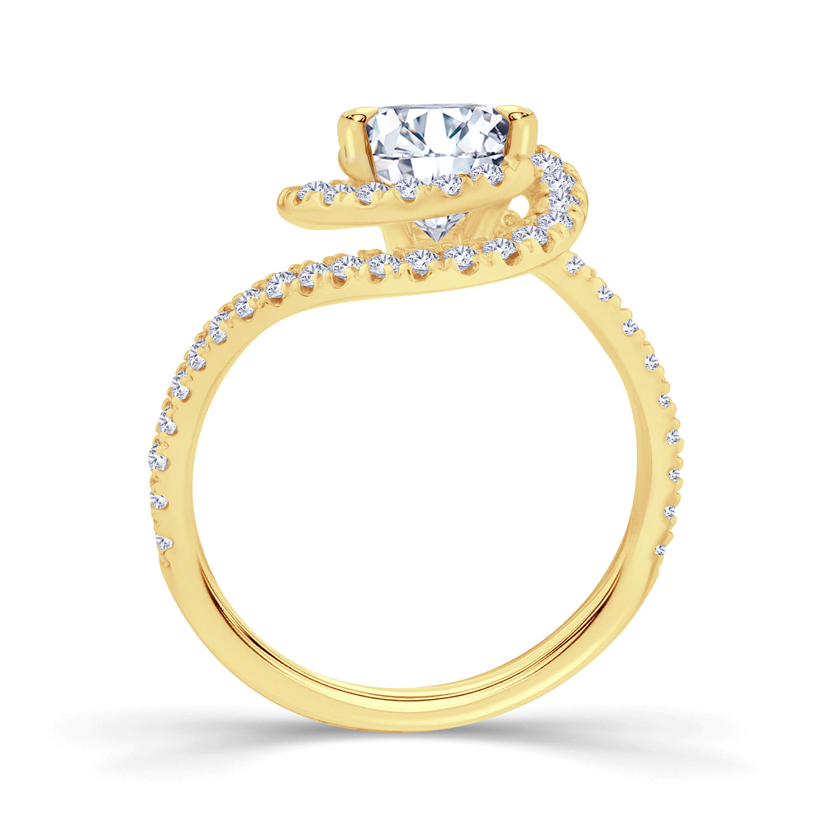 Round Encompass Swirl Halo Engagement Ring