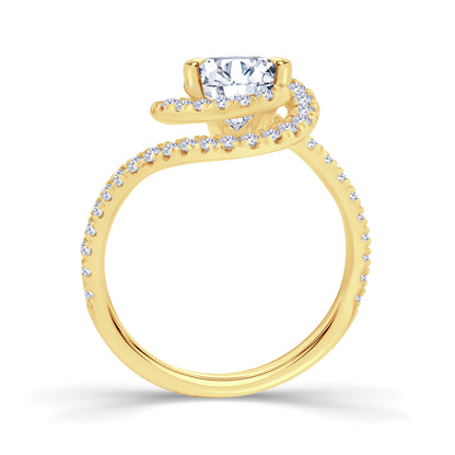 Round Encompass Swirl Halo Engagement Ring