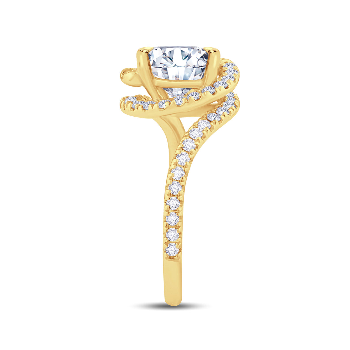 Round Encompass Swirl Halo Engagement Ring