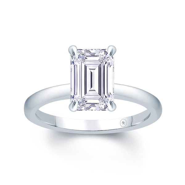 Emerald Hidden Halo Peg Head Engagement Ring