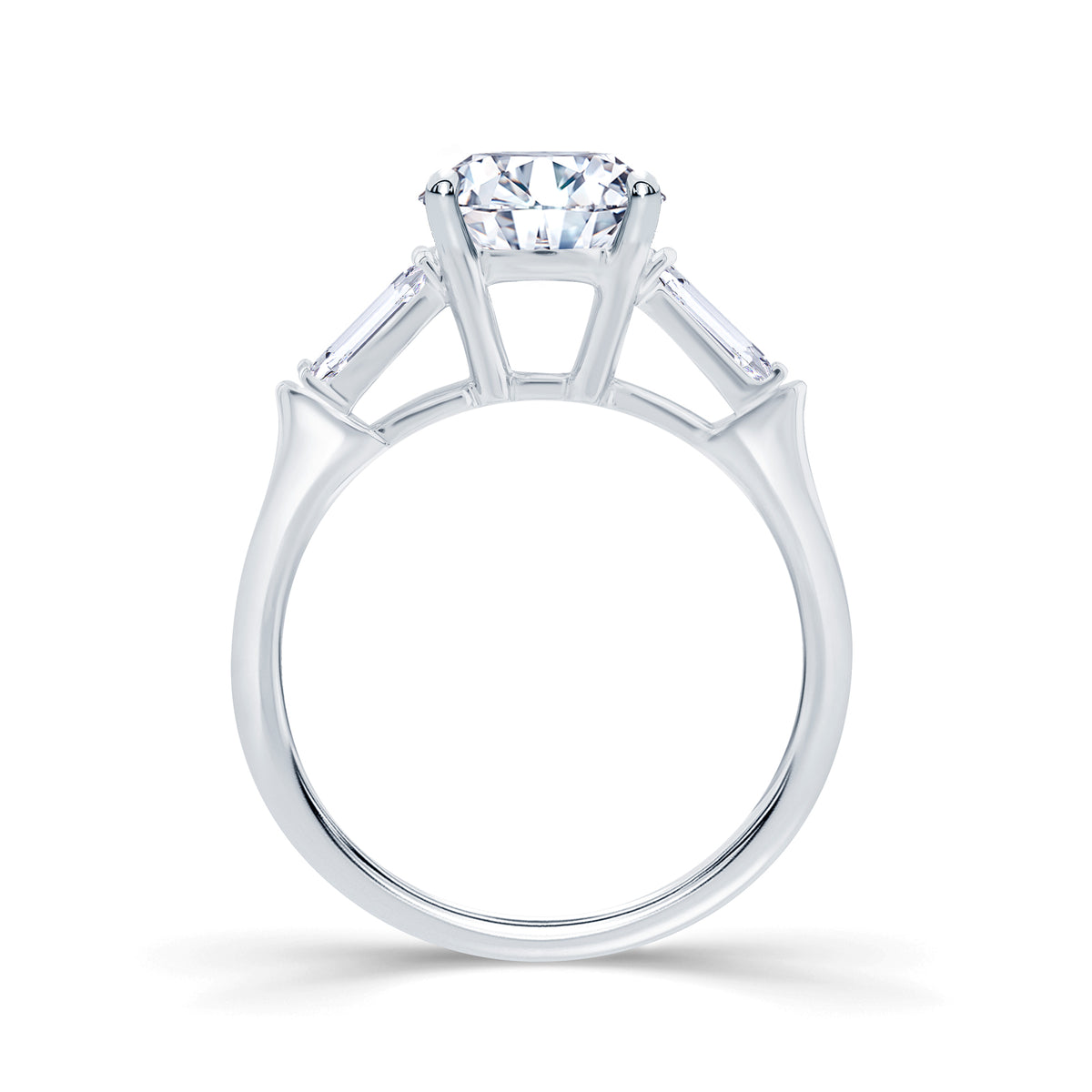 Round With Bagguete Solitiare Plus Engagement Ring