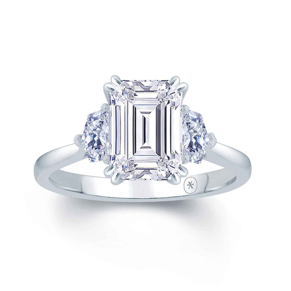 Emerald With Cadillac 3 Stone Engagement Ring