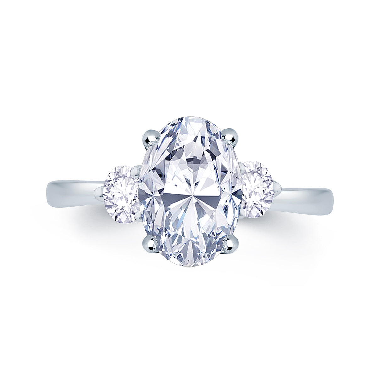 Oval With Round 3 Stone Engagement Ring