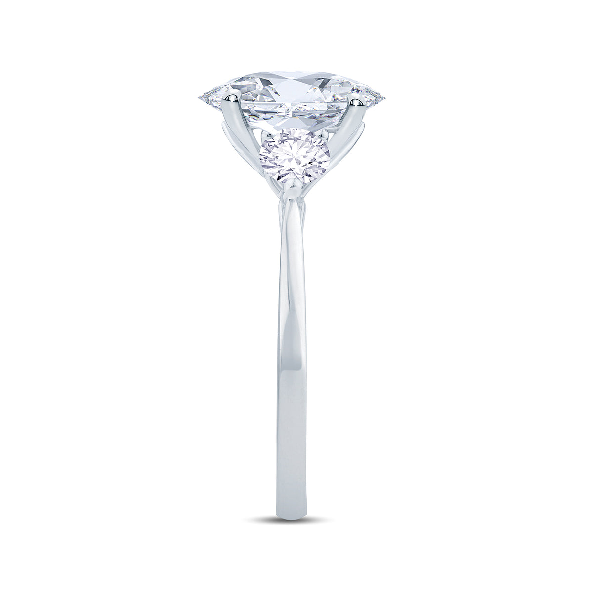 Oval With Round 3 Stone Engagement Ring