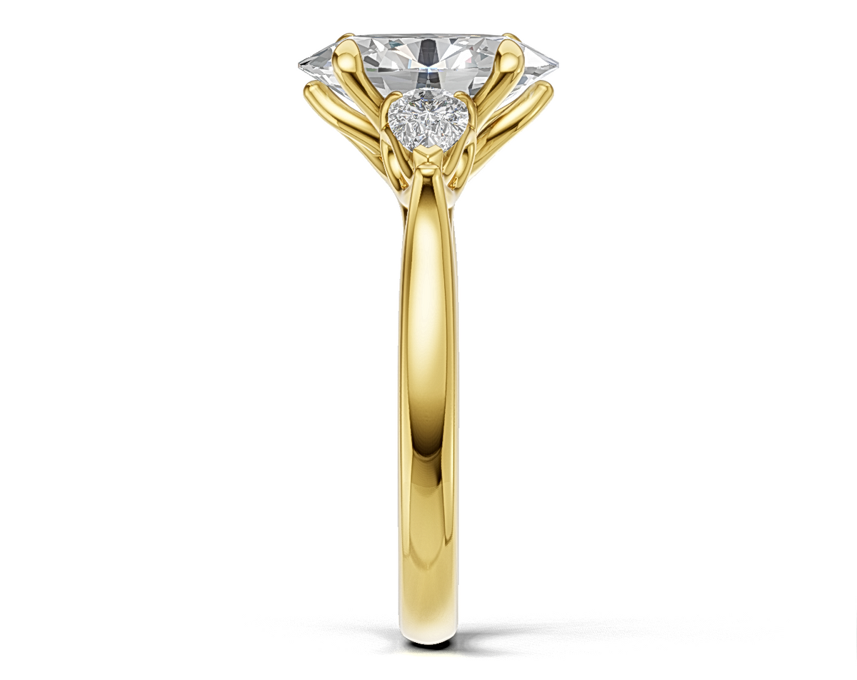 Oval Brilliant and Pear-Cut Diamond Trilogy Engagement Ring