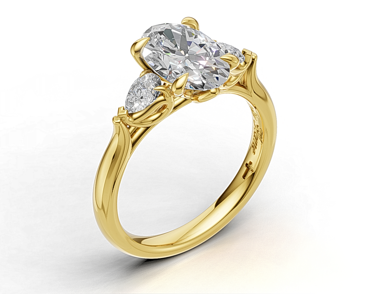 Oval Brilliant and Pear-Cut Diamond Trilogy Engagement Ring