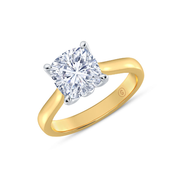 The One - Cushion Diamond Engagement Ring - Yellow Gold and Platinum