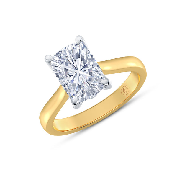 The One - Elongated Cushion Diamond Engagement Ring - Yellow Gold and Platinum