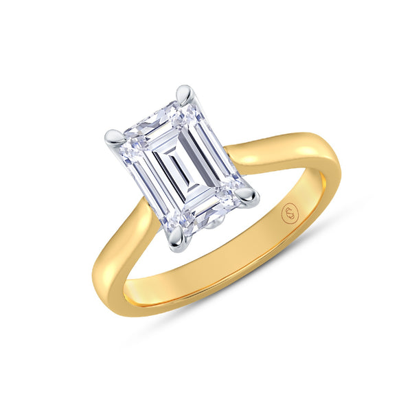 The One - Emerald Diamond Engagement Ring - Yellow Gold and Platinum