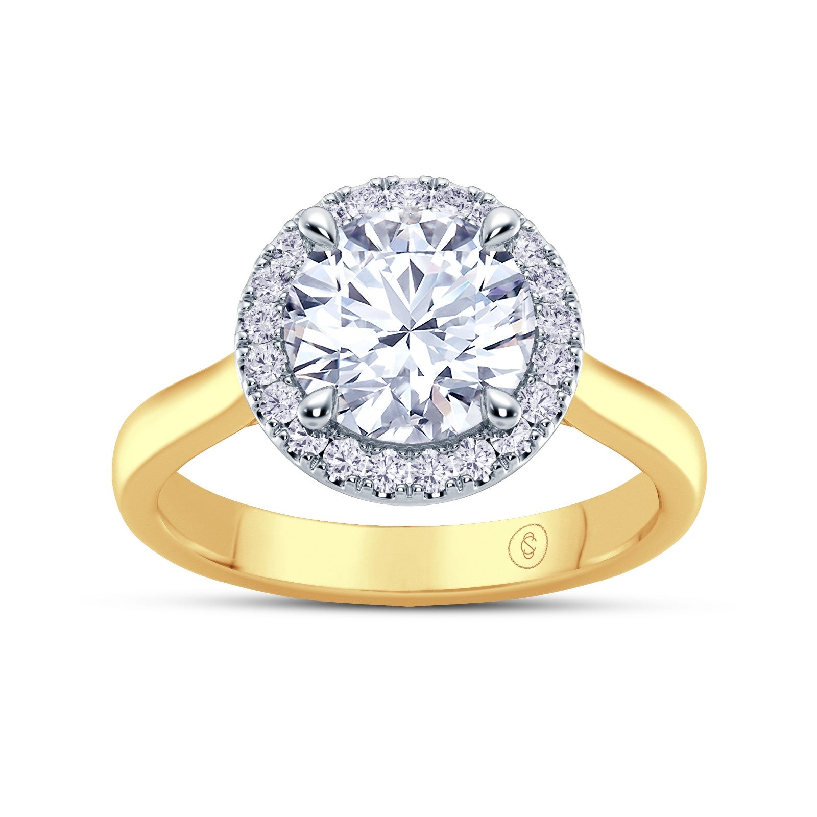 The Embrace - Round Brilliant Halo Diamond Engagement Ring – Santos ...