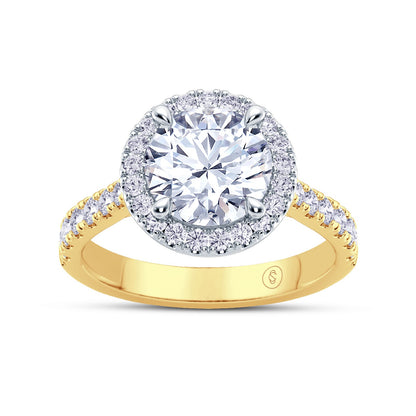 The Grandé Collection - Round Brilliant Diamond Engagement Ring with Diamond Halo and Shoulders