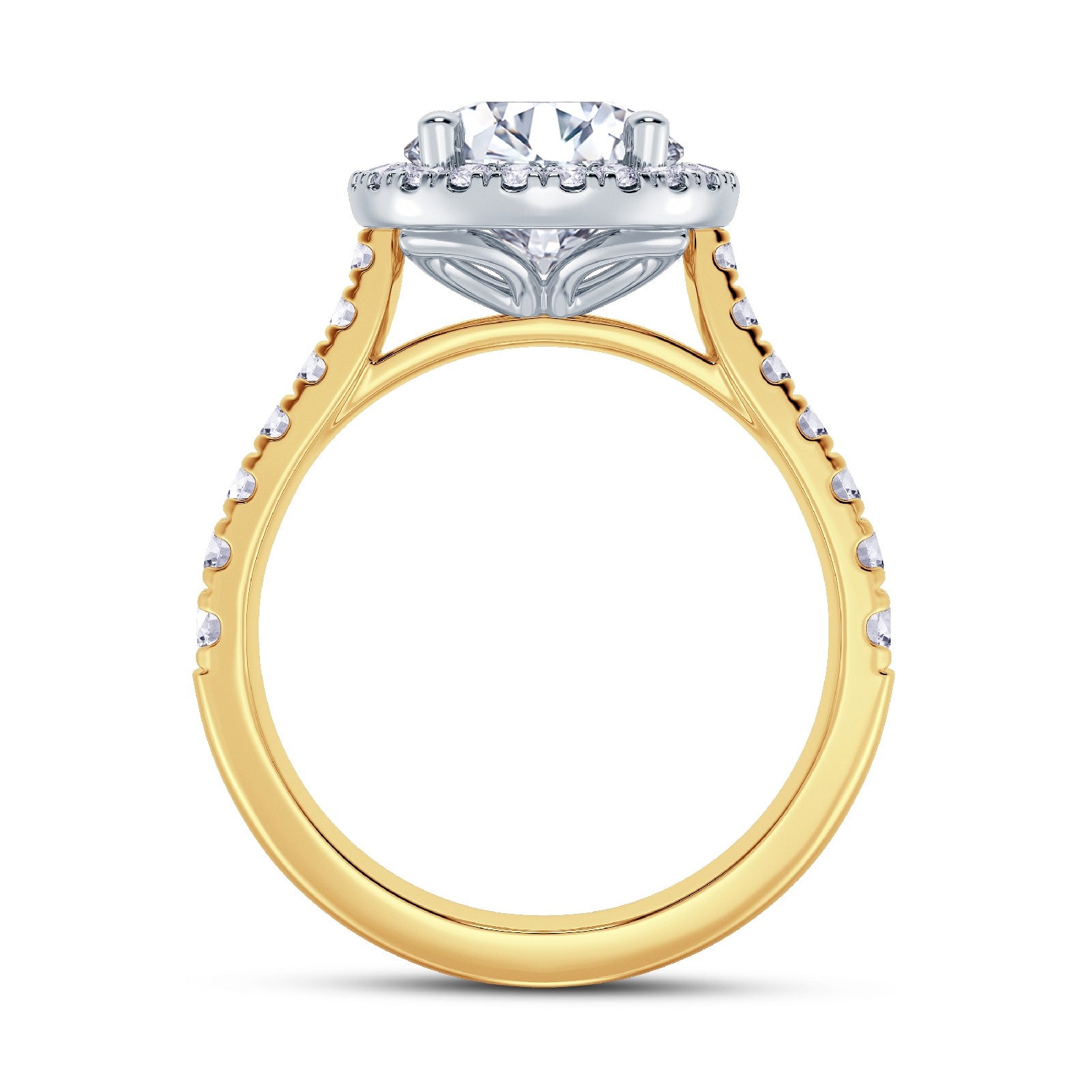 The Grandé Collection - Round Brilliant Diamond Engagement Ring with Diamond Halo and Shoulders