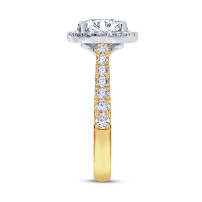 The Grandé Collection - Round Brilliant Diamond Engagement Ring with Diamond Halo and Shoulders