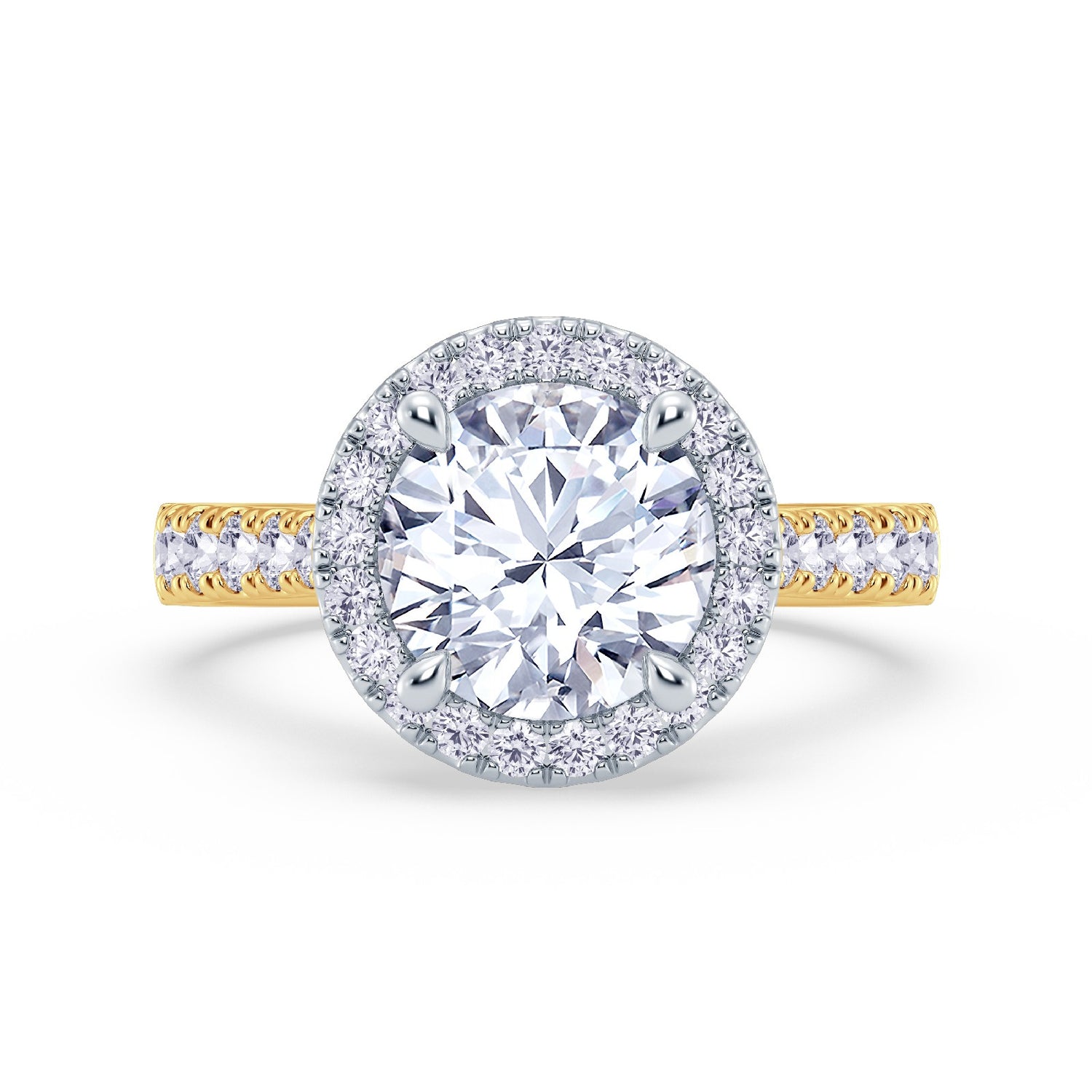 The Grandé Collection - Round Brilliant Diamond Engagement Ring with Diamond Halo and Shoulders