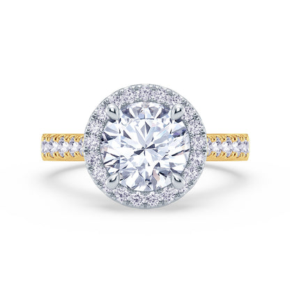 The Grandé Collection - Round Brilliant Diamond Engagement Ring with Diamond Halo and Shoulders