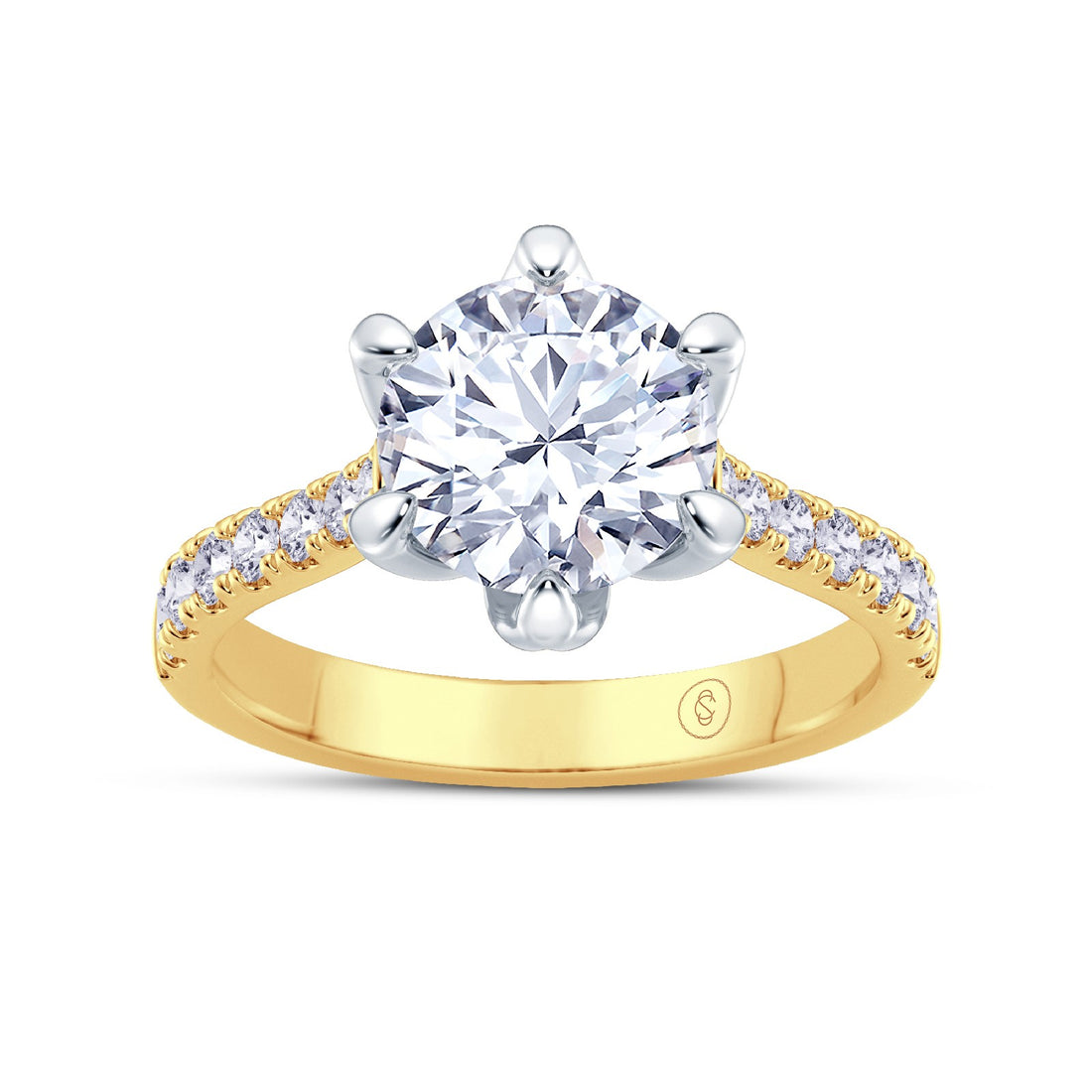 The Illuminate Collection - Round Brilliant Diamond Engagement Ring with Diamond Shoulders