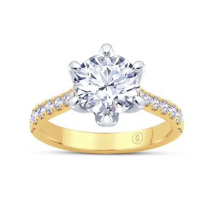 The Illuminate Collection - Round Brilliant Diamond Engagement Ring with Diamond Shoulders